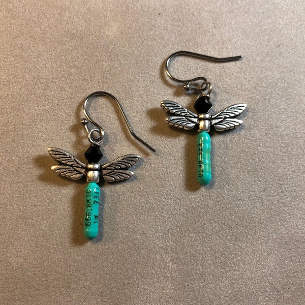 Dragonfly Resistor Earrings - Geek Chic Earrings - Techie Jewelry - Engineer Gift - Scientist Gift - Dragonfly Earrings