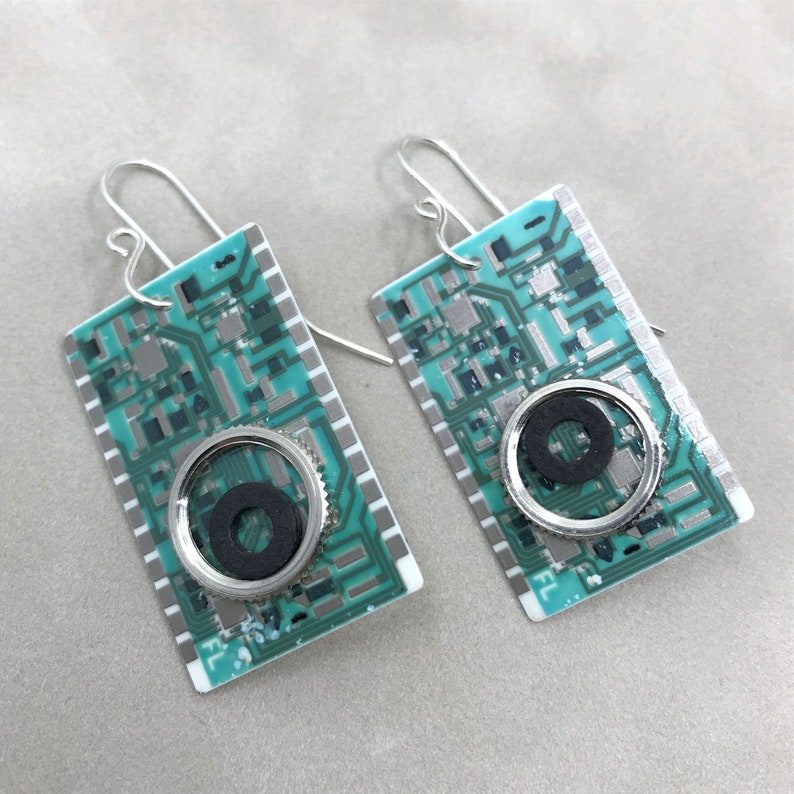 Turquoise Circuit Board Earrings Geek Chic Earrings Etsy