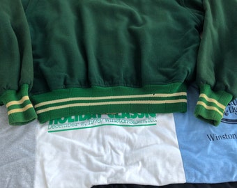 ヴィンテージWhiting アワードジャケット44 緑/黄/ベージュ Vintage Nagoya Japan ABW Wing Headquarters Varsity Letterman