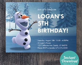 photo invitation printable Olaf PERSONALIZED Olaf Frozen Snowman Birthday Party Invitation with photo Printable 50/% off