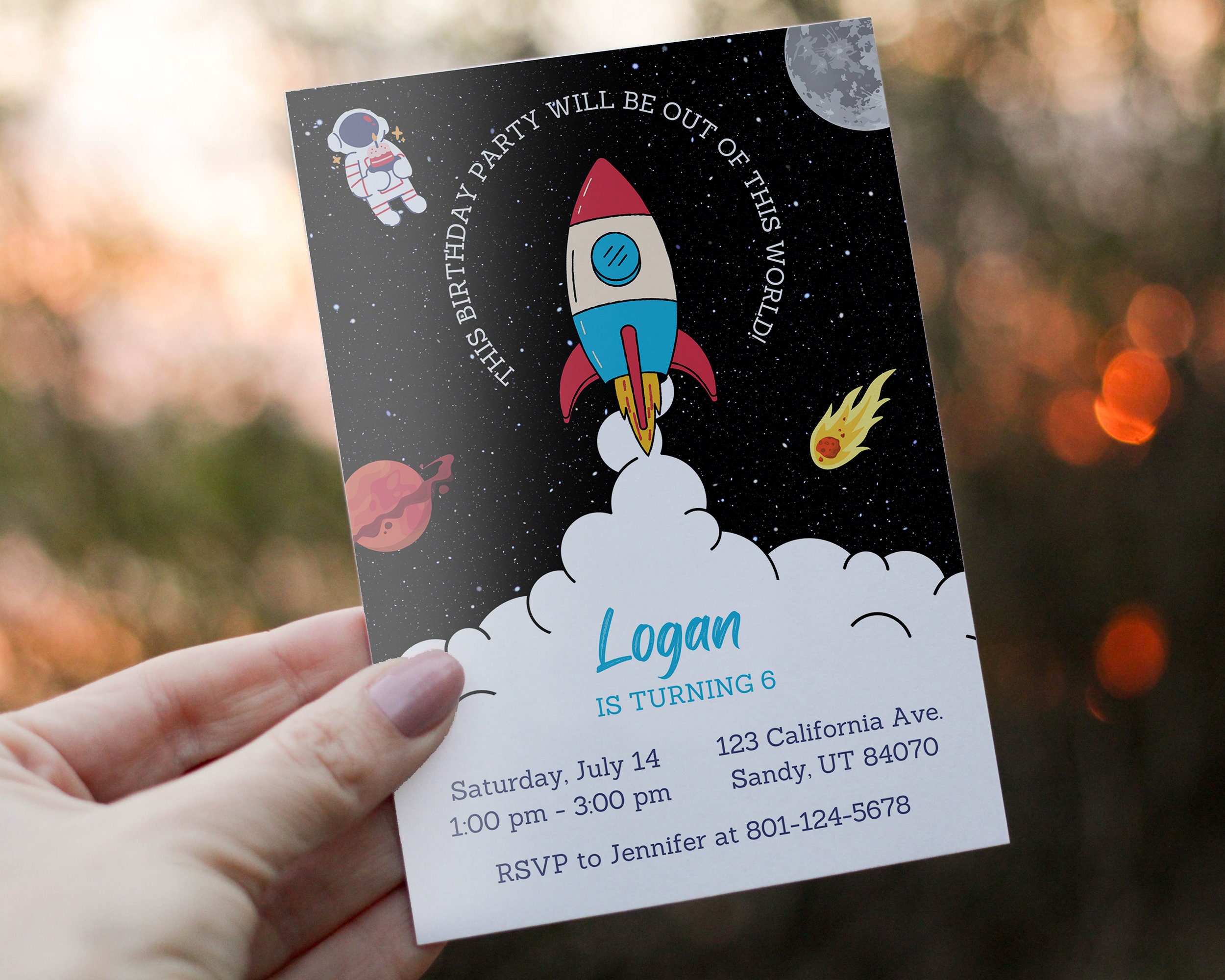 Space Themed Invitation for Kids Birthday Party | Editable Instant ...