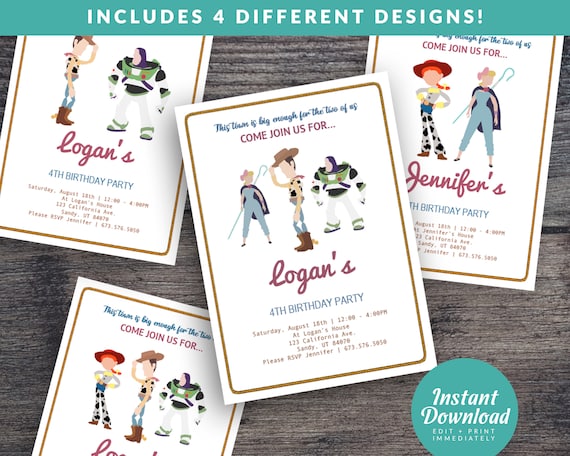 Toy Story Birthday Invitation: 4 Designs, Editable (Instant Download)
