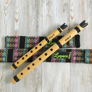 Kit de flautas de quenas de bambu profissionais com boquilha de ébano, tonalidade Sol e Ré