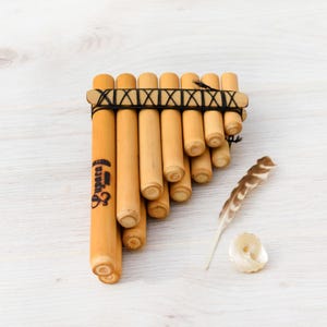 andean pan flute zampoña chili made in bamboo for beginners tuned in E minor 440 hz . Panpipe with case