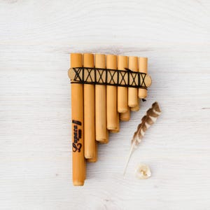 andean pan flute zampoña chili made in bamboo for beginners tuned in E minor 440 hz with case.
Panpipe with case