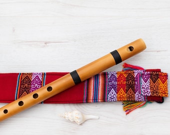 Bamboo Flute with case ~ Pincullo Key in G