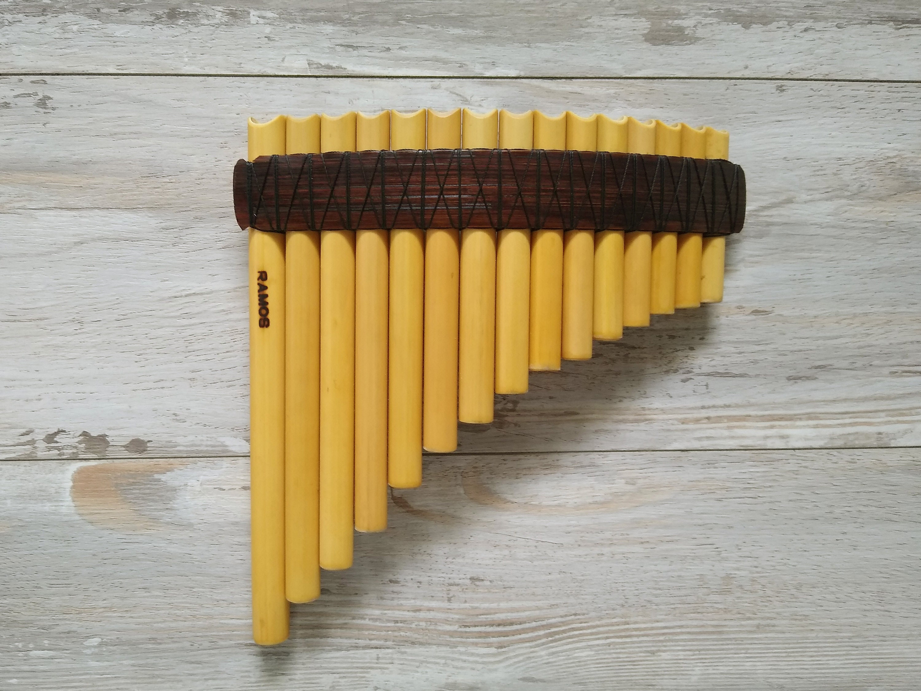 Pan flute Natural Bamboo 15 Pipes Tunable Nazca Lines Designs from Peru