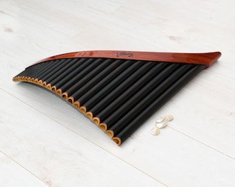 Professionelle Panflöte mit 24 Pfeifen ~ stimmbar ~ Farbe schwarz