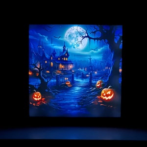 Light Up Halloween Decor, Halloween Decor, Haunted Spooky Night Scene, Spooky Decor, Halloween Decorations, Horror Decor, Haunted Forest