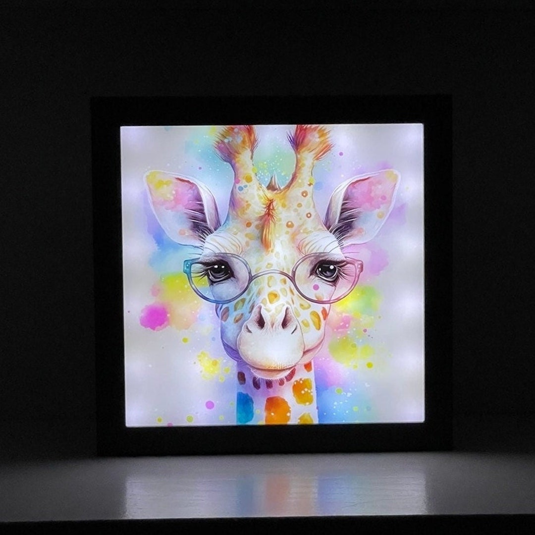 Light up Giraffe Wall Decor, Watercolor Animal Decor, Cute Room Decor