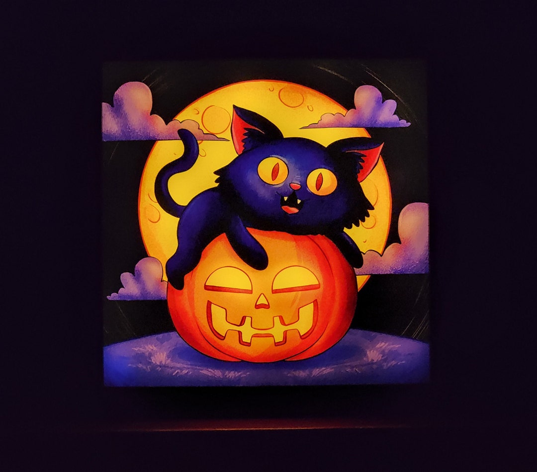 Halloween Decorations, Halloween Home Decor, Pumpkin Black Scaredy Cat