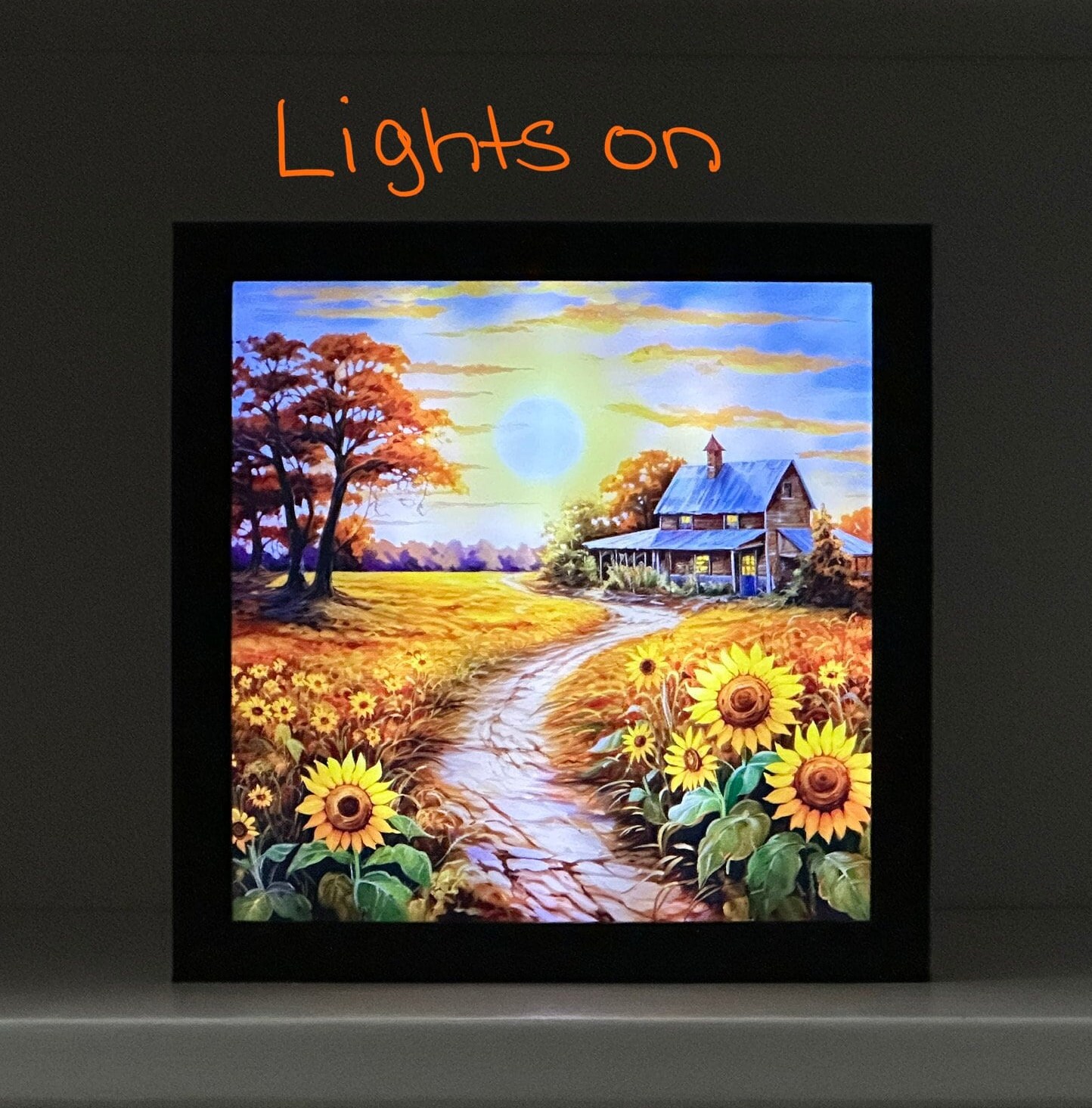 Sunflower Farm Light-up Shadow Box: Rustic Fall Sunset Decor - Etsy