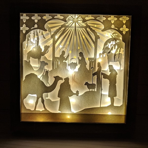 Decorative Nativity Scene Light Up Shadow Box, Nativity Christmas Decor, Christian Decor, Religious Decor, Christmas Nativity, Manger Scene