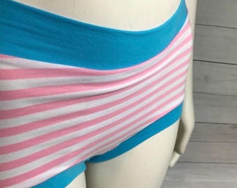 Junk Snugglers comfy underwear for grown up folks, cotton Lycra - Trans Pride Stripe