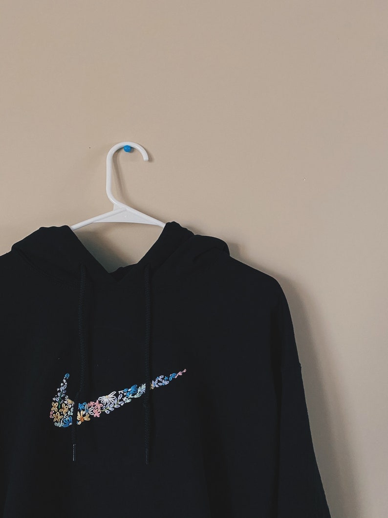 embroidered nike sweatshirt flowers