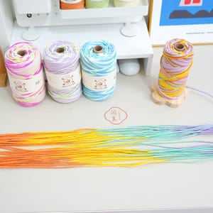 Rainbow Cotton Macrame Cord 3mm – Soft Braided Rope for Boho Crafts, Bags, Crochet, Weaving