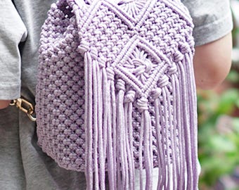 Kit DIY Sac Macramé Boho - Corde Coton Beige 3mm, Outils Inclus - Tutoriel Débutant - Accessoire Plage, Décoration, Cadeau Fait Main