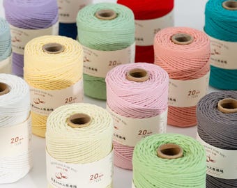 2mm Cotton Macrame Cord, Twisted Rope for DIY Crafts, Knitting, Crochet, Weaving