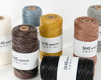 Braided Leather-Look Cord for Crochet Bags, Polyester Yarn for Weaving Baskets
