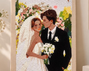 Personalized Wedding Photo Punch Needle Kit, DIY Couple Portrait, Anniversary Keepsake Gift