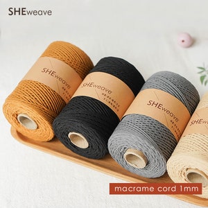1mm Macrame Cord, 218 Yards Colored Cotton Cord 3 Strand Twisted Cotton String For Crafts Macrame Yarn For Diy Knitting Wall Hanging