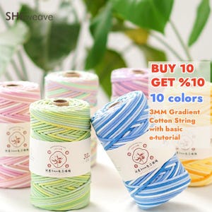 3mm Gradient Macrame Cord ,100% Cotton Cord,Braided Rope, 100M macrame rope for DIY macrame supplies