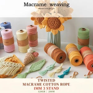 1 mm Baumwollkordel - Makrameefaden, Webgarn, verschiedene Farben