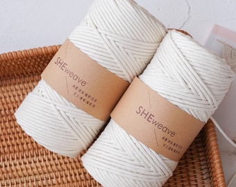 Cordón de macramé de algodón de 3 mm, cuerda de una sola hebra para manualidades y colgadores de plantas.