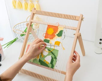 Small Wooden Loom Kit for Beginner Weaving, Handmade Tapestry Weaving Loom, DIY Weaving Frame for Wall Hanging, Rug, Scarf,gift for mom