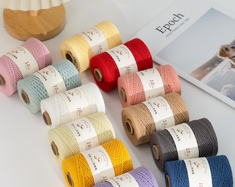 Cordón de algodón de 1 mm - Hilo para macramé, cuerda para manualidades, hilo para tejer, varios colores