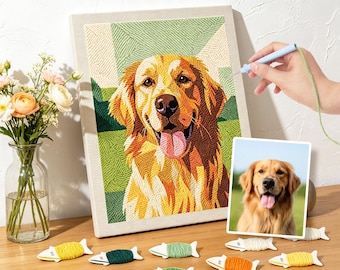Custom Pet Punch Needle Kit Personalized Dog Cat Photo Embroidery DIY Craft