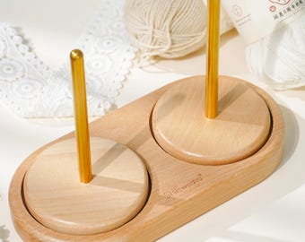 Beech Wood Yarn Holder, Rotating Knitting Crochet Feeder, Smooth Metal Bearings