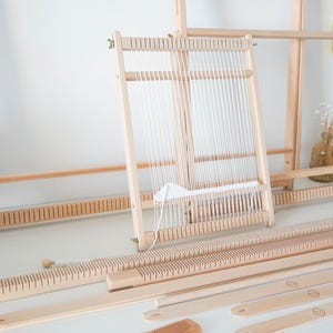 Large Beech Wood Weaving Loom Kit, Tapestry Frame, Lap Heddle Stand, Beginners DIY image 13