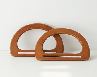 Wooden Bag Handles, Smooth D-Shape Purse Handles for Crochet Bags, DIY Craft Supplies