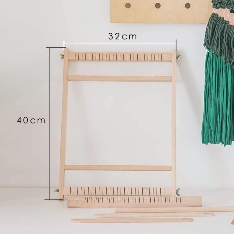 Large Beech Wood Weaving Loom Kit, Tapestry Frame, Lap Heddle Stand, Beginners DIY Small:12.6 × 15.7 in