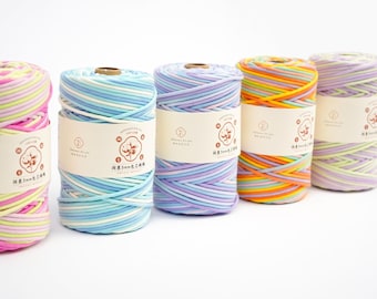 Rainbow Cotton Macrame Cord 3mm – Soft Braided Rope for DIY Craft Projects
