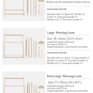 Large Beech Wood Weaving Loom Kit,weaving board,Adjustable Heddle, Stand (54cm X 60cm) image 12