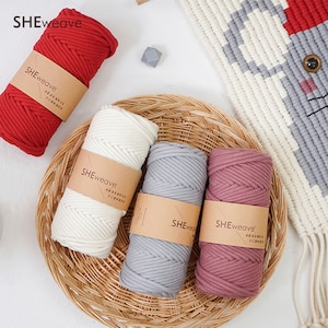 Macrame Cord 4mm,Cotton Macrame Rope,4mm×50m(54yard) Braided cord for Macrame Wall Hanging,Plant Hanger,DIY Craft Making