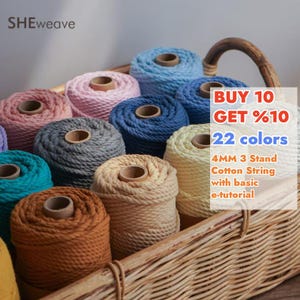 4MM Macrame cord ,3 stand cotton cord,craft cord rope,macrame rope for macrame supplies,wall hanging,plant hangers