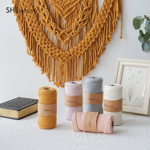 3mm Macrame Cord - Single Strand Cotton Rope for DIY Crafts, Knitting