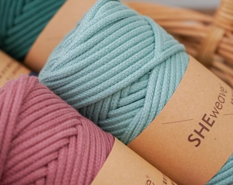 4mm Cotton Core Cord for Crochet Bag Making Soft Cotton Rope Macrame Cord Braided Cotton Yarn for DIY Handbags Baskets Crafts