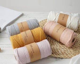 Soft 3mm Single Strand Cotton Macrame Cord for Crafts, Wall Hangings, Weaving (100 Meters)