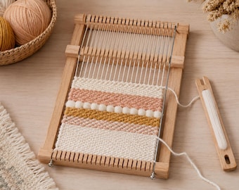 Kit de telar pequeño de madera de haya: herramienta para principiantes en la elaboración de tapices.