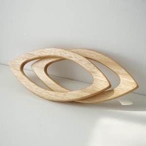 20cm x 9cm solid wood tote bag handle, One pair, wooden handbag handle, Thickness 8mm