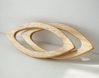 A Pair of Wood Handle Handcraft Material for Handbag Making7.87 inches*.534 inches