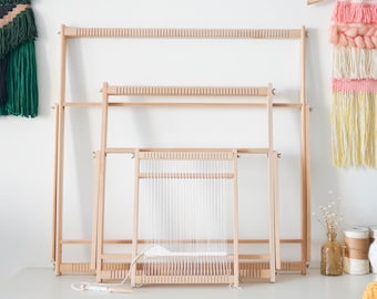 Large Beech Wood Weaving Loom Kit, Tapestry Frame, Lap Heddle Stand, Beginners DIY