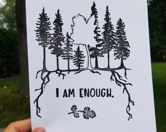 I am Enough // Linoleum Relief Print
