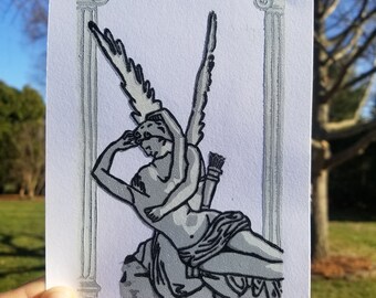 Marble Statue // Linoleum Reduction Print