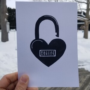 Heart Lock // Linoleum Relief Print