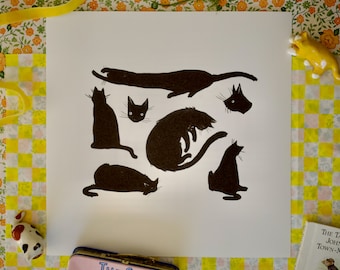 Cat art print | Black cat illustration